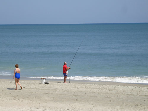 fishing on the beach