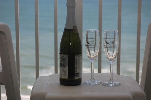 Champange on the balcony