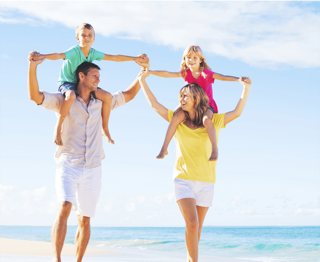 Family walking on the beach